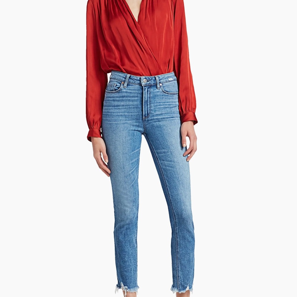 PAIGE Cindy High-Rise Distress Ankle Jeans